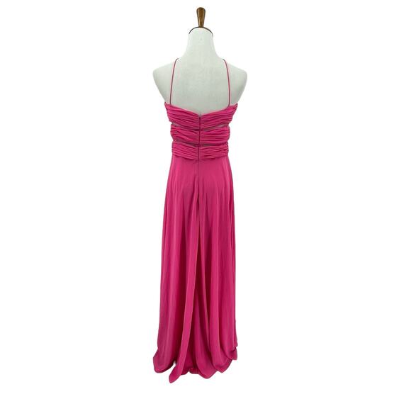 Cache Dress Womens 8 High Low Chiffon Pink Pleated Cutout Evening Prom Y2K - Picture 5 of 9